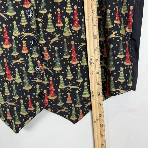Vtg 111 Main Womens Christmas Tree Vest Large Reindeer Holiday Button Up Festive - Picture 7 of 7
